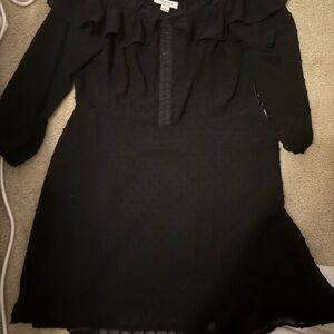 Black Ruffled Long Sleeve Dress